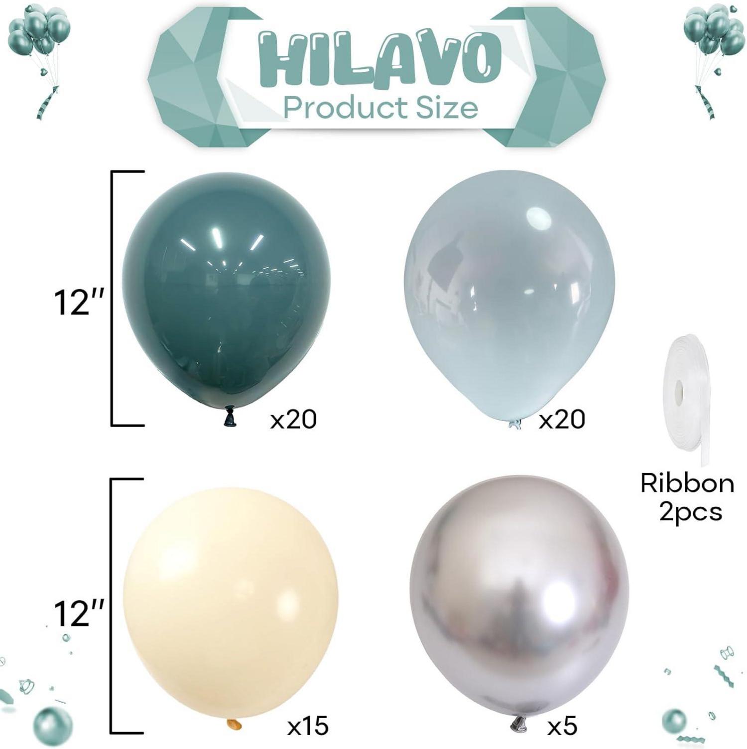 Luftballons Blau Beige 60 Stück 12 Zoll Metallic Silber