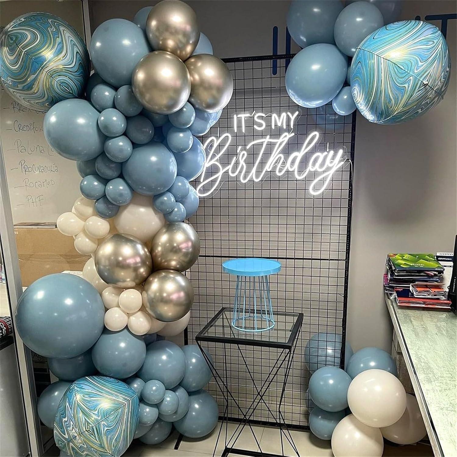 60x Luftballons Blau Beige 12 Zoll Helium Latex Metallic Silber