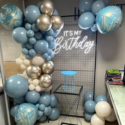 60x Luftballons Blau Beige 12 Zoll Helium Latex Metallic Silber