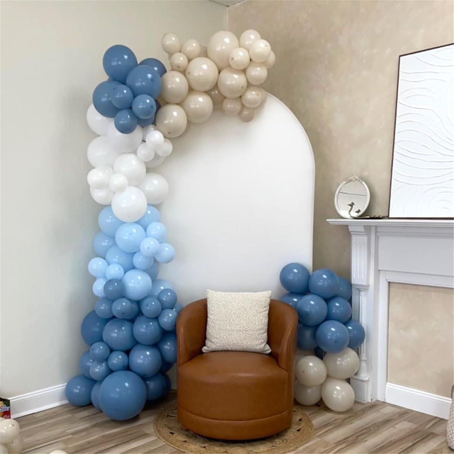 Lufballons Set Blau Beige 60 Stück 12 Zoll Metallic Helium Latex Retro