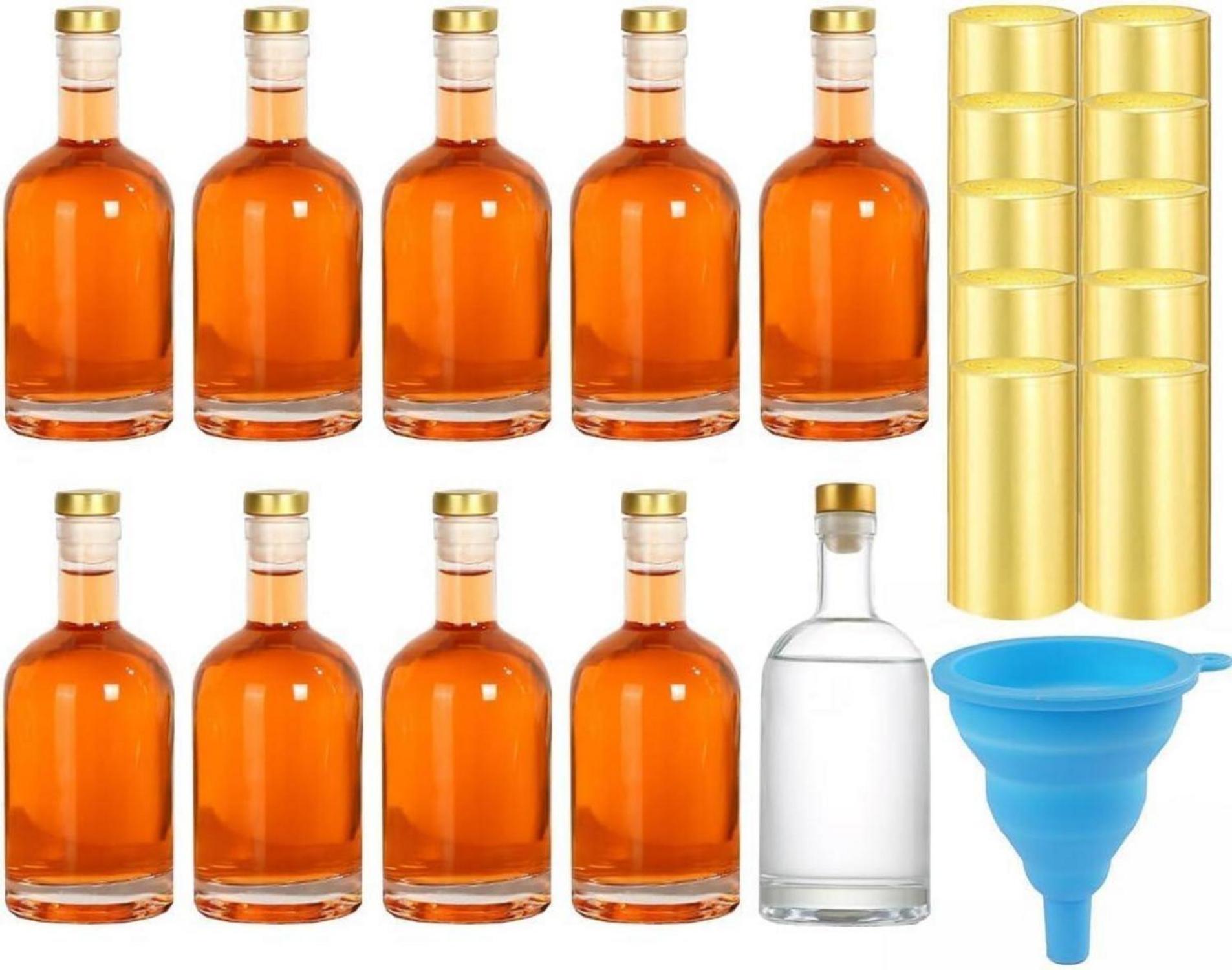 Pack of 10 Small Glass Bottles with Cork and Shrink Capsules