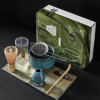 Matcha-Set 7-teilig Keramik Tee-Set Bambus-Schneebesen
