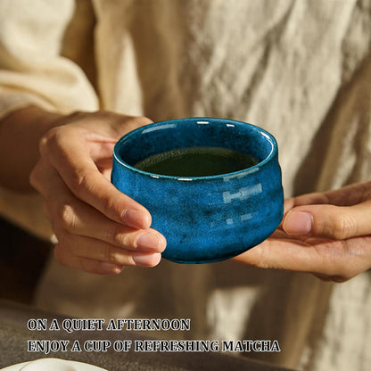 Matcha-Set Japanisch Tee 7-teilig Keramik Bambus Schneebesenhallter