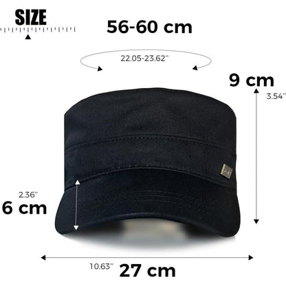 Military Cap Herren – Verstellbare Army Flat Cap Schwarz