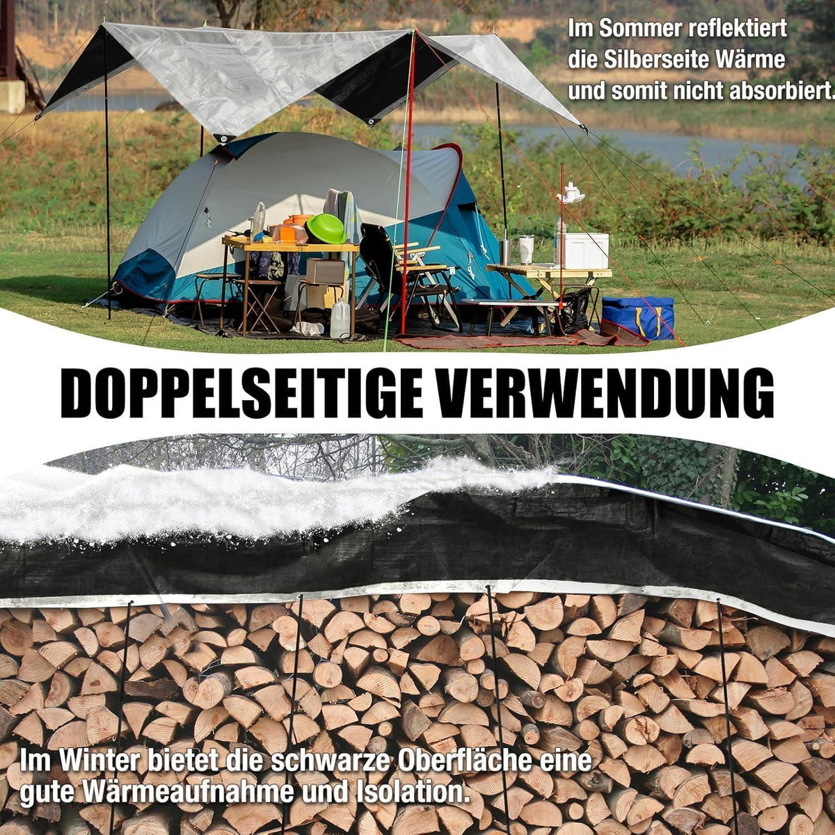 Abdeckplane 4x4m wasserdicht, reißfest & UV-stabil für Garten & mehr