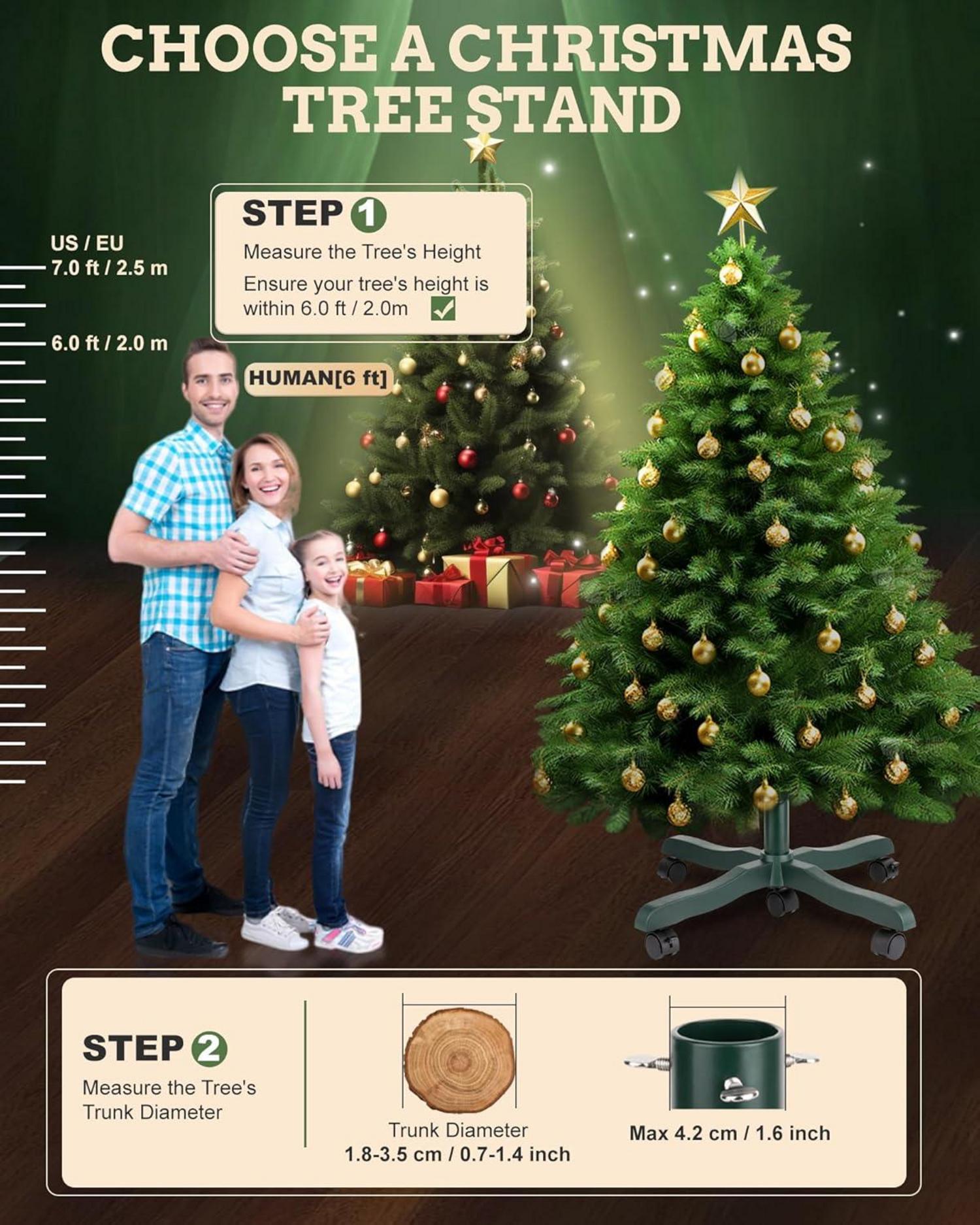 Weihnachtsbaumständer für künstliche Bäume mit Rädern bis 200cm Grün