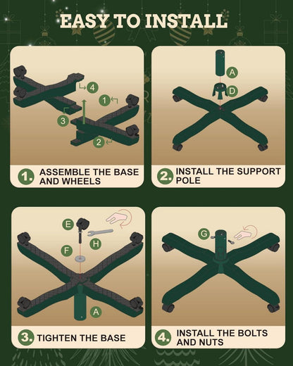 Weihnachtsbaumständer mit Rollen für künstliche Bäume bis 200cm Grün