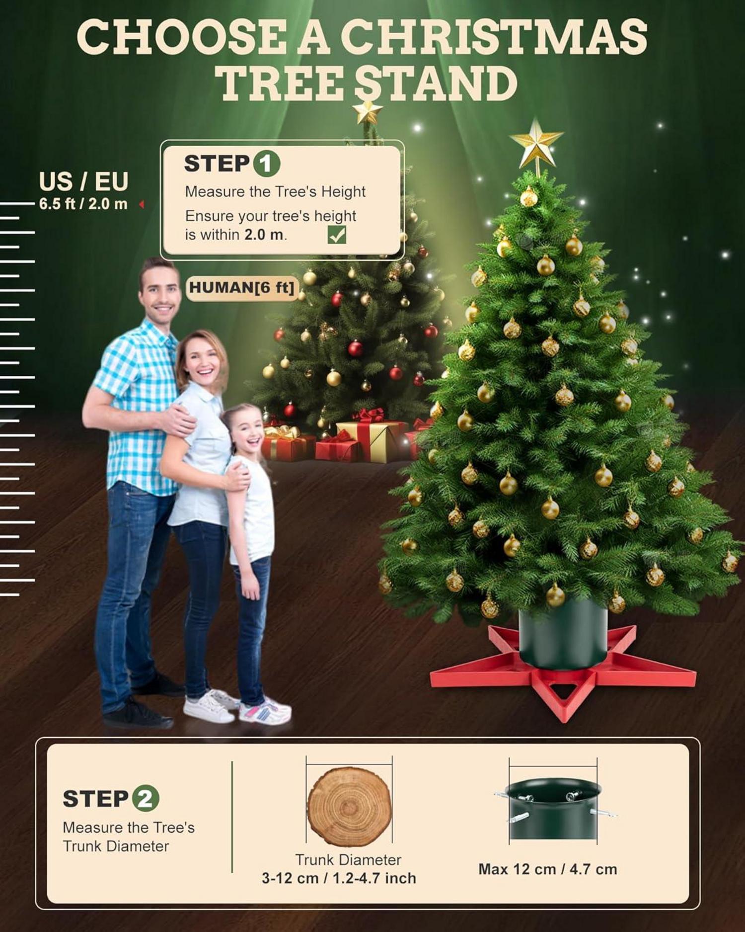 PUDO Weihnachtsbaumständer mit Wassertank für Bäume bis 2m