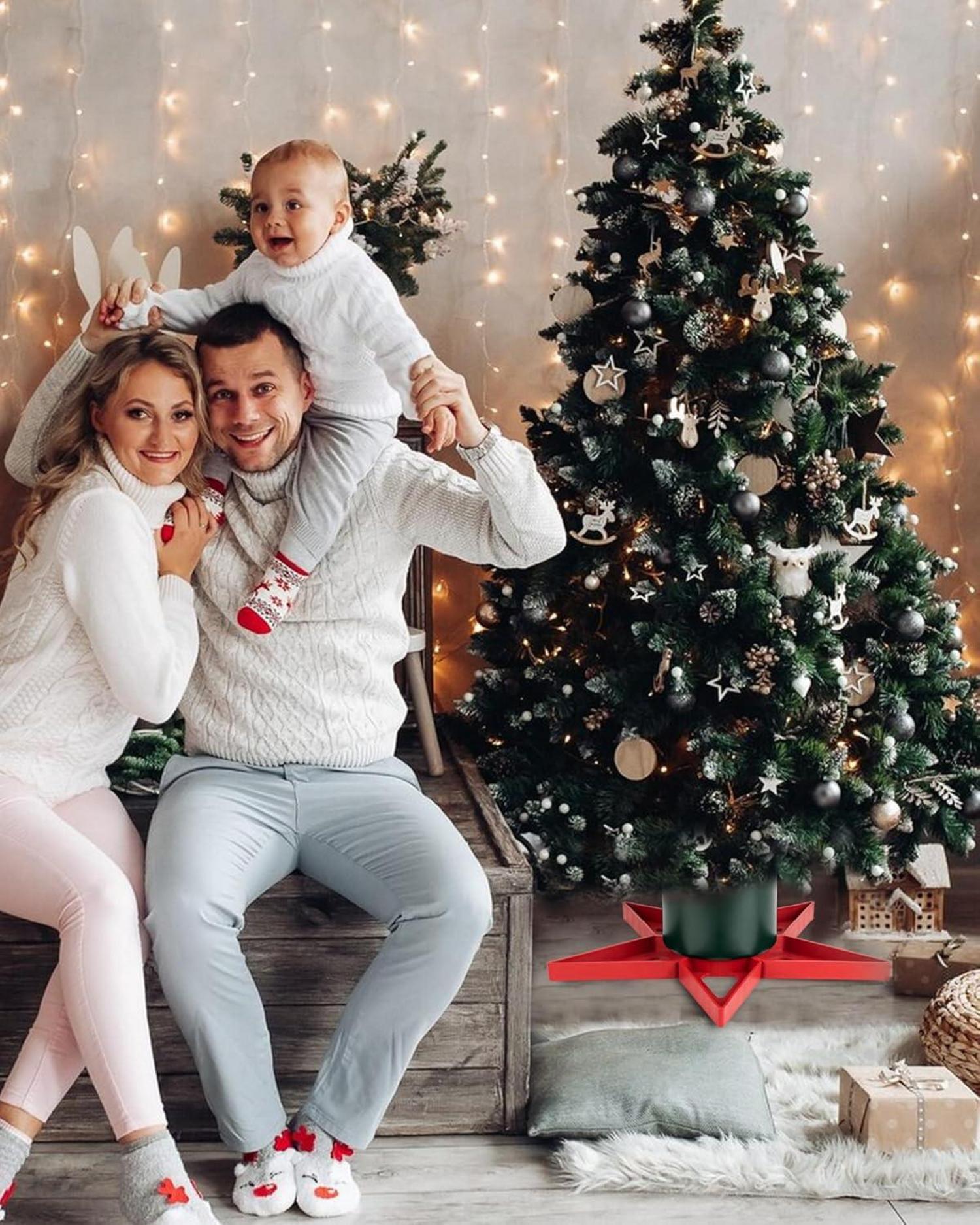 PUDO Weihnachtsbaumständer mit Wassertank 2m Stamm 3-12cm Star Rot