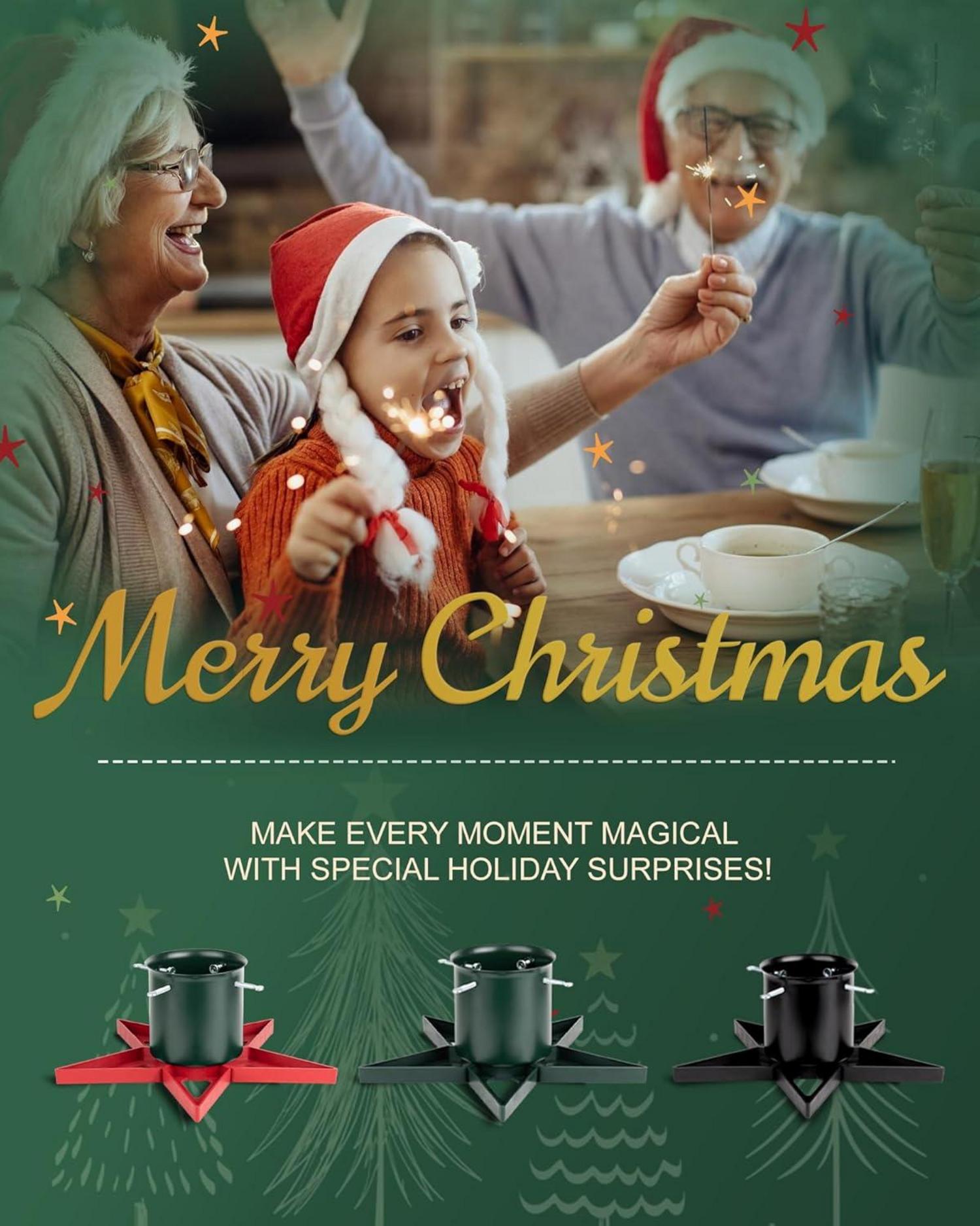 PUDO Christbaumständer mit Wassertank für Bäume bis 2m - Rot Star