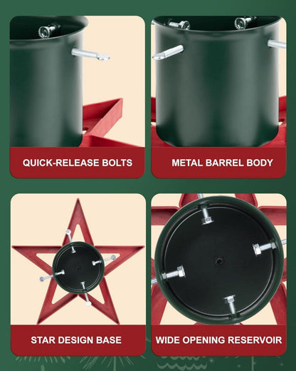 PUDO Weihnachtsbaumständer mit Wassertank 2m Stamm 3-12cm Star Rot