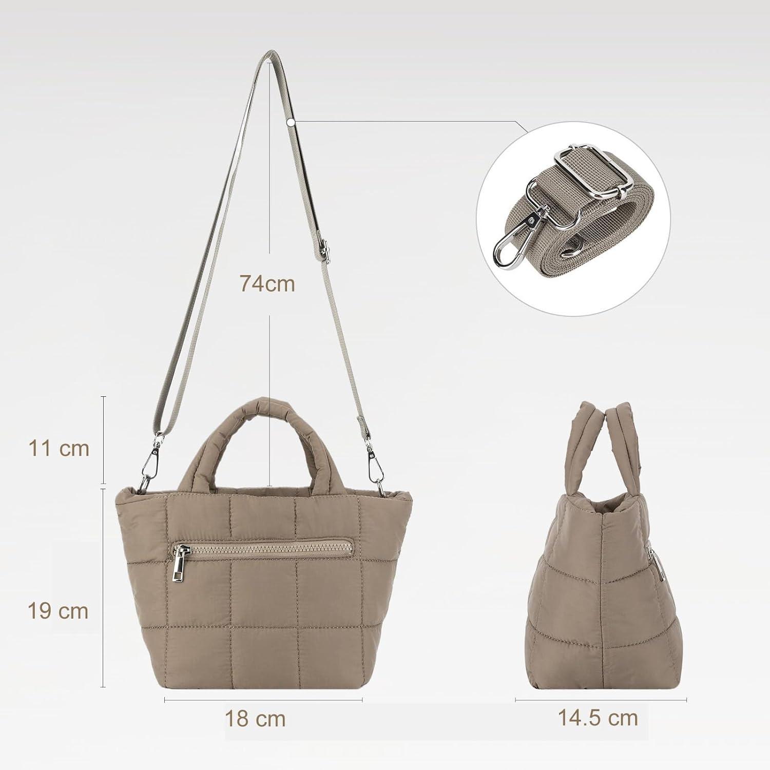 Mini Puffer Crossbody Bag Gesteppte Umhängetasche Leicht Abnehmbarer Gurt