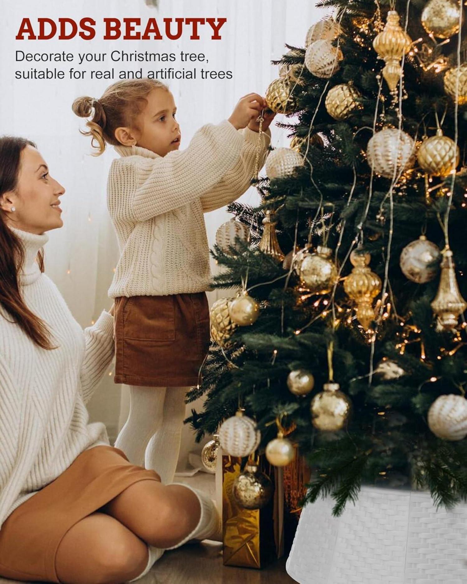 Weihnachtsbaum Rock Kragen Korb Kunststoff Christmas Tree Skirt White