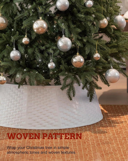 Weihnachtsbaumrock weiß 71cm - Kunststoff Schutz für Christbaum im Korb - Wasserdicht & Faltenfrei