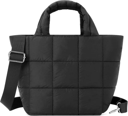 Puffer Umhängetasche mit Reißverschluss und abnehmbarem Crossbody-Gurt