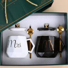 Mr und Mrs Tassen Set Schwarz & Weiß Kaffeetassen Gift