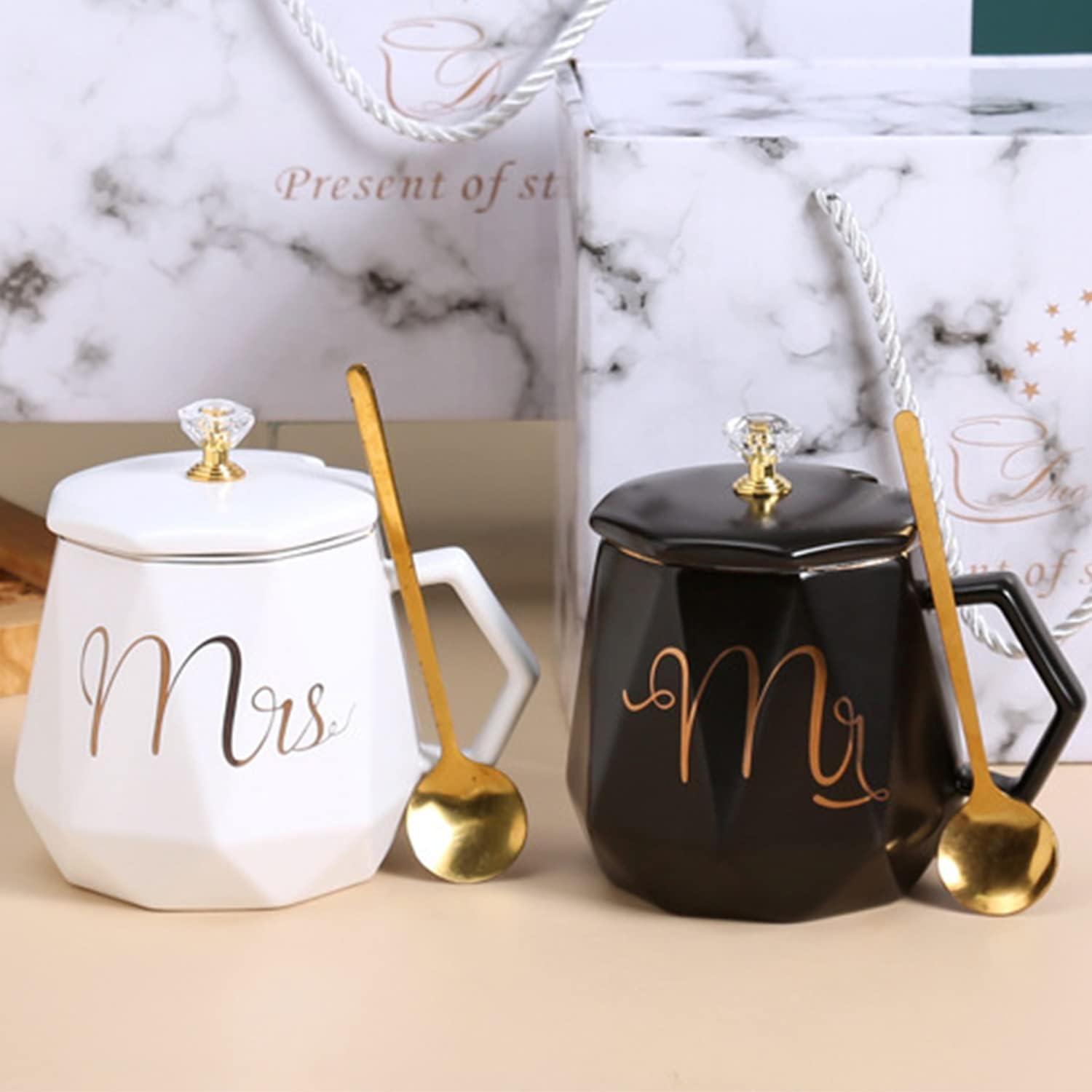 Mr und Mrs Tassen Set Schwarz & Weiß Kaffeetassen Gift