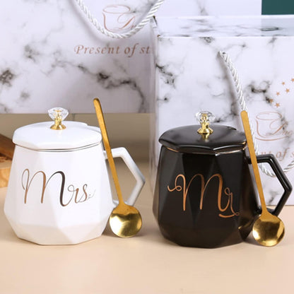 Mr und Mrs Tassen Set Schwarz & Weiß Kaffeetassen Gift