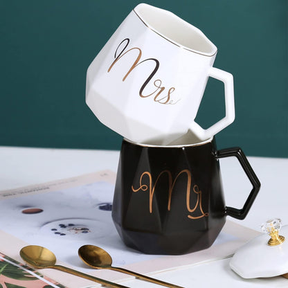 Mr und Mrs Tassen Geschenk Set für Hochzeit Valentinstag, Keramiktassen
