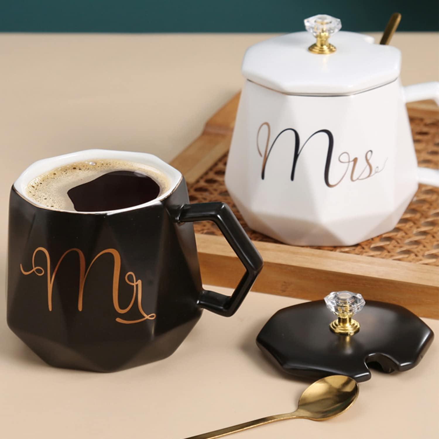 Mr und Mrs Tassen Geschenk Set für Hochzeit Valentinstag, Keramiktassen