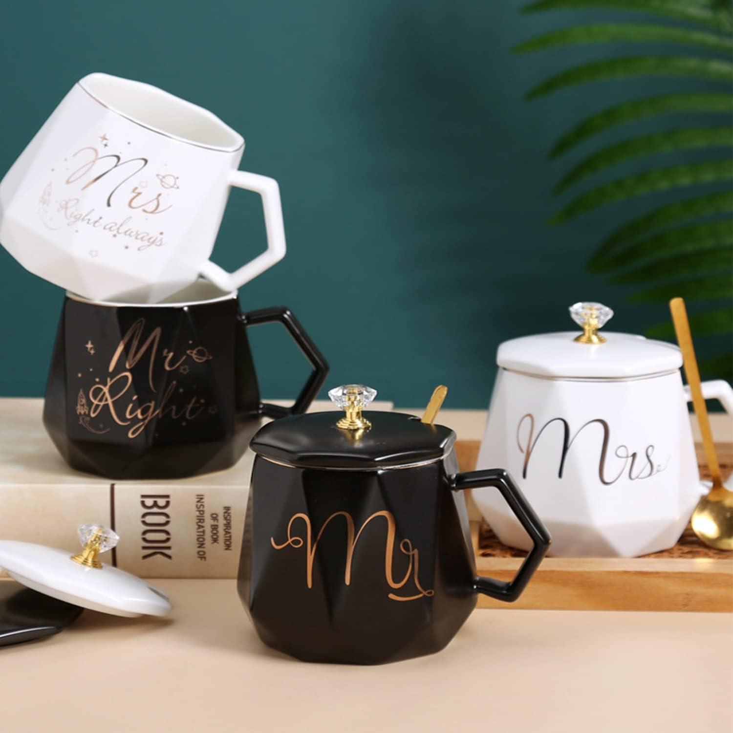 Disoza Mr & Mrs Right Keramik Kaffeetassen Set Schwarz