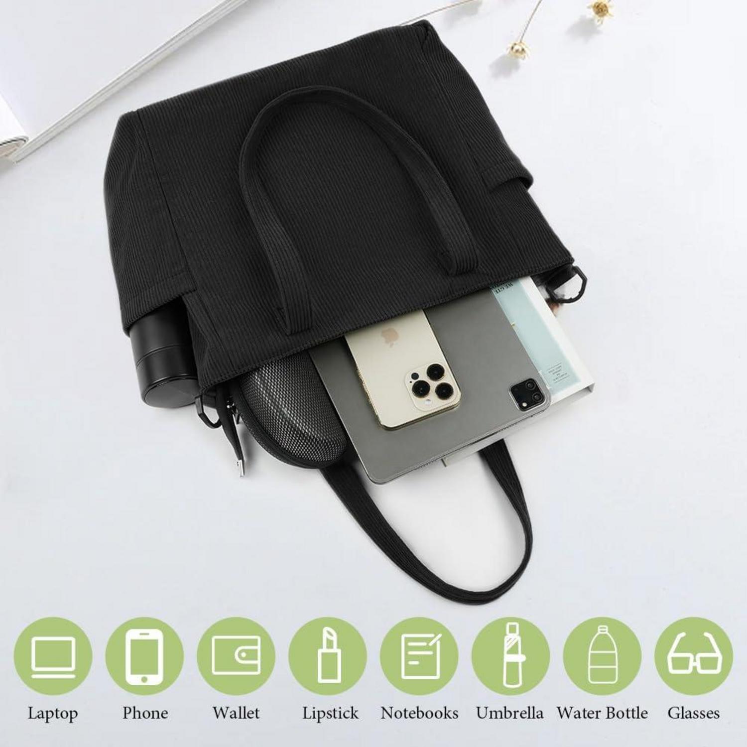 Damen Kord Groß Handtasche Cord Tote Bag Umhängetasche Shopper Beutel