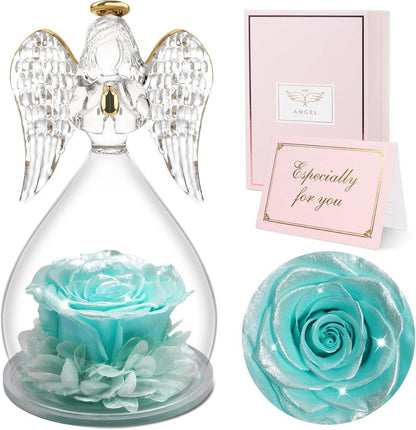 Ewige Rose Engel Glasdom Geschenkbox Rose Handgemacht Holzsockel
