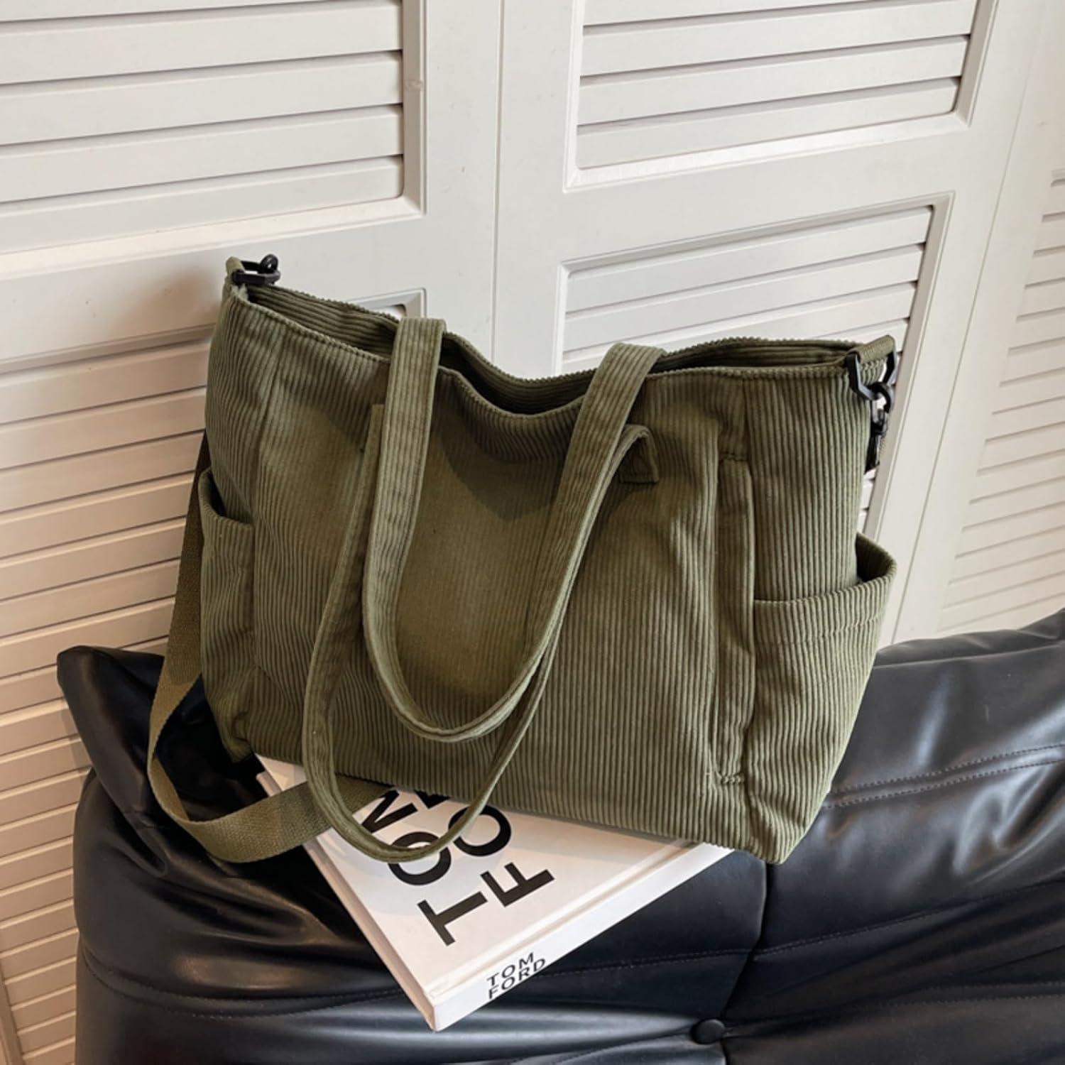 Damen Kord Groß Handtasche Cord Tasche Tote Umhängetasche Shopper Beuteltasche