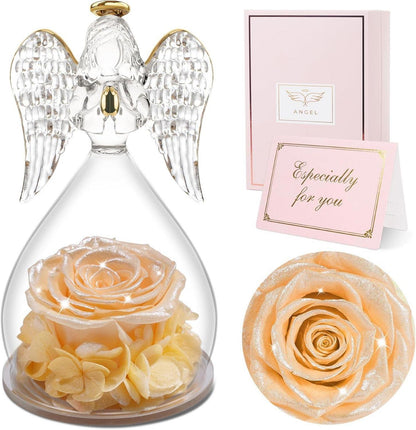Ewige Rose Engel Geschenkbox Weihnachten Kristall Glas Dome