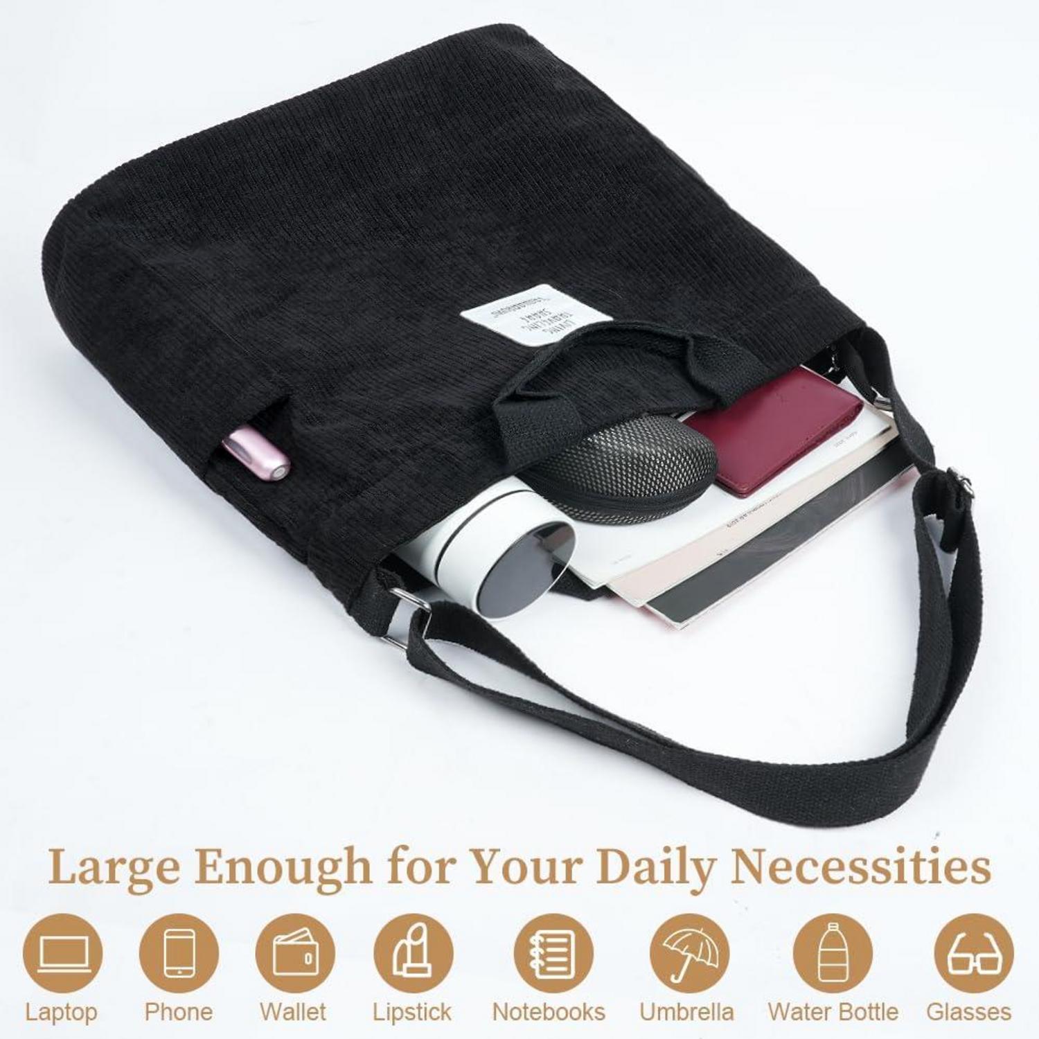 Damen Kord Groß Handtasche Cord Tote Umhängetasche Shopper Beuteltasche