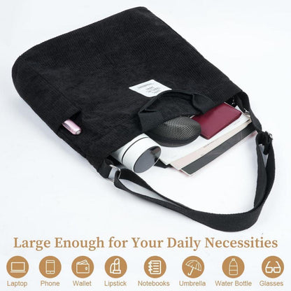 Damen Kord Groß Handtasche Cord Tote Umhängetasche Shopper Beuteltasche