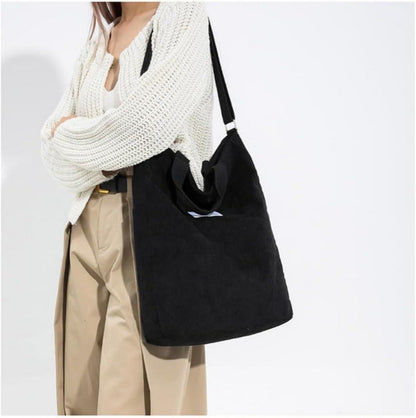 Damen Kord Groß Handtasche Cord Tasche Tote Bag Umhängetasche Shopper