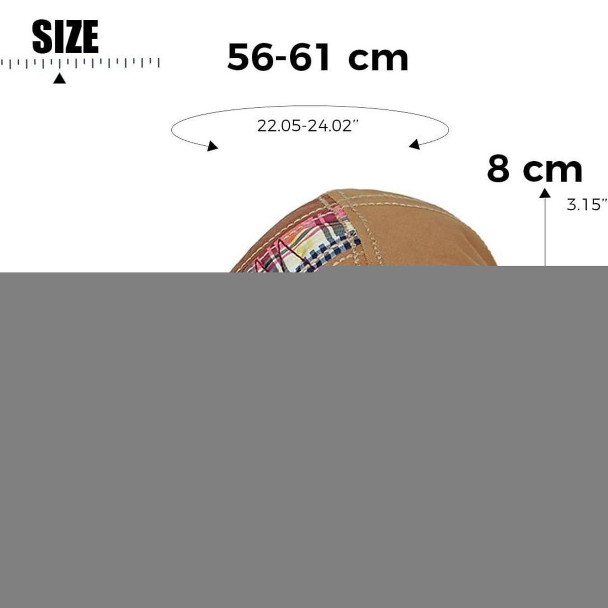 Herren Patchwork Flatcap Vintage Newsboy Cap Beige M-L