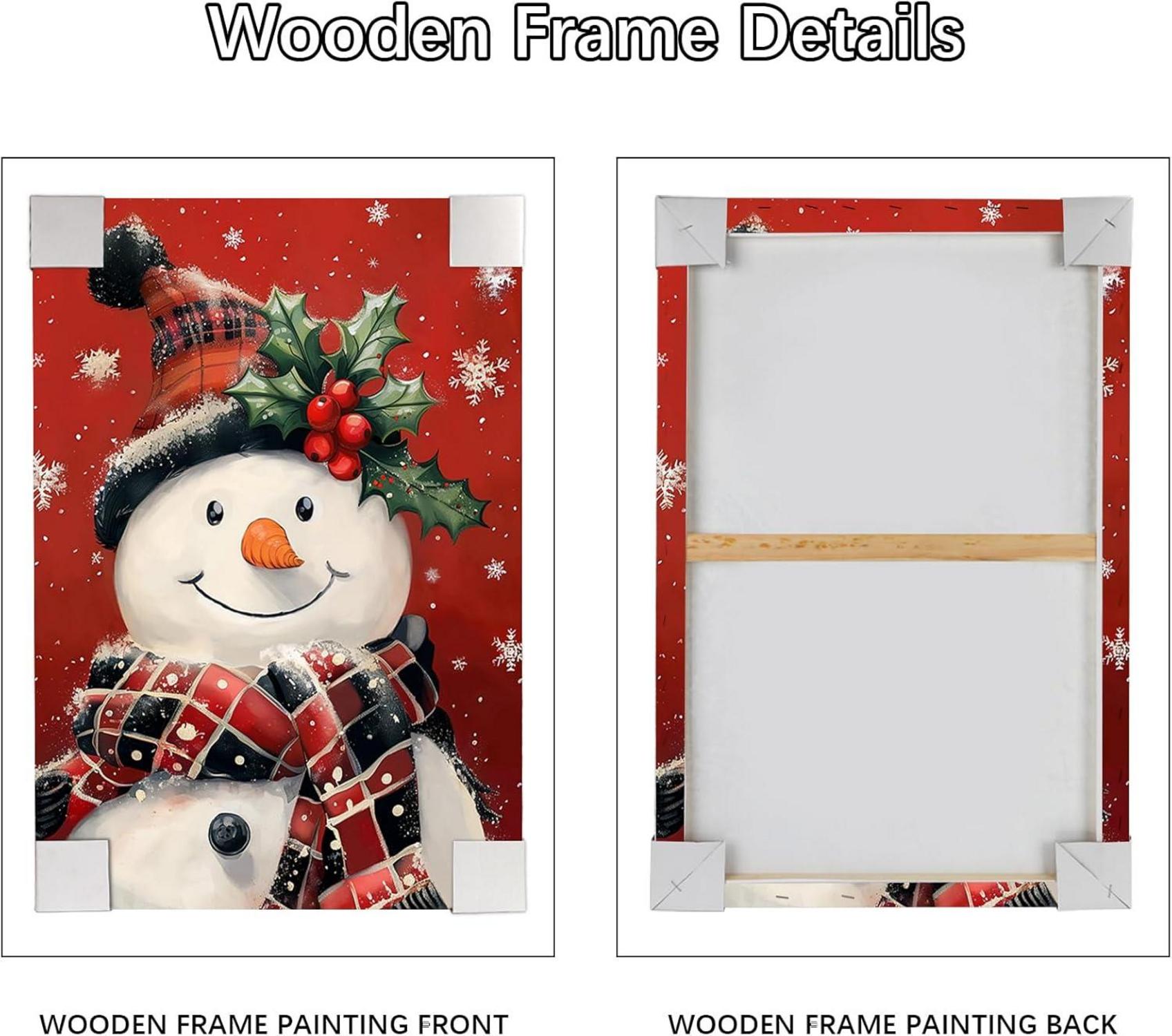 Weihnachten Leinwand Schneemann Hut Wandbild 40x60cm