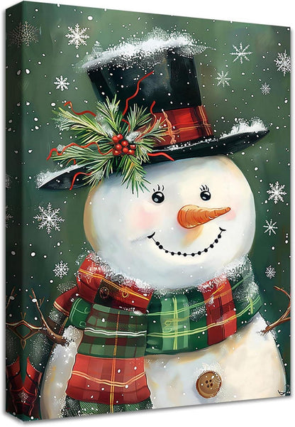 Weihnachten Schneemann Zylinder Hut Leinwand Bilder 40x60cm