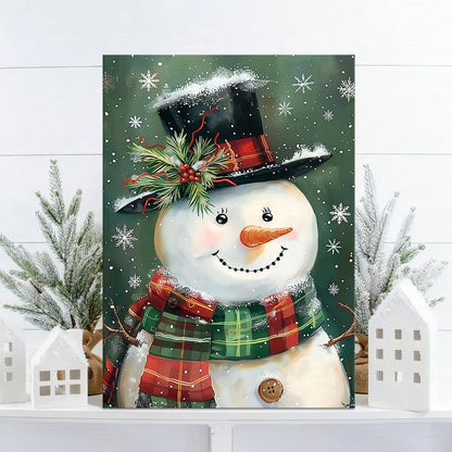 Weihnachten Leinwand Schneemann Zylinder Wandbilder Grün