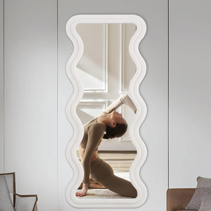 Ganzkörperspiegel 160x60cm mit Ständer & gewelltem Rahmen