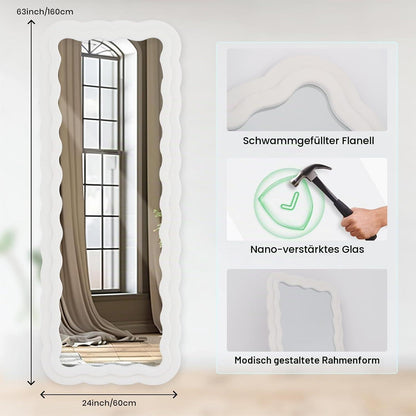 Ganzkörperspiegel 160x60cm mit Ständer & gewelltem Rahmen