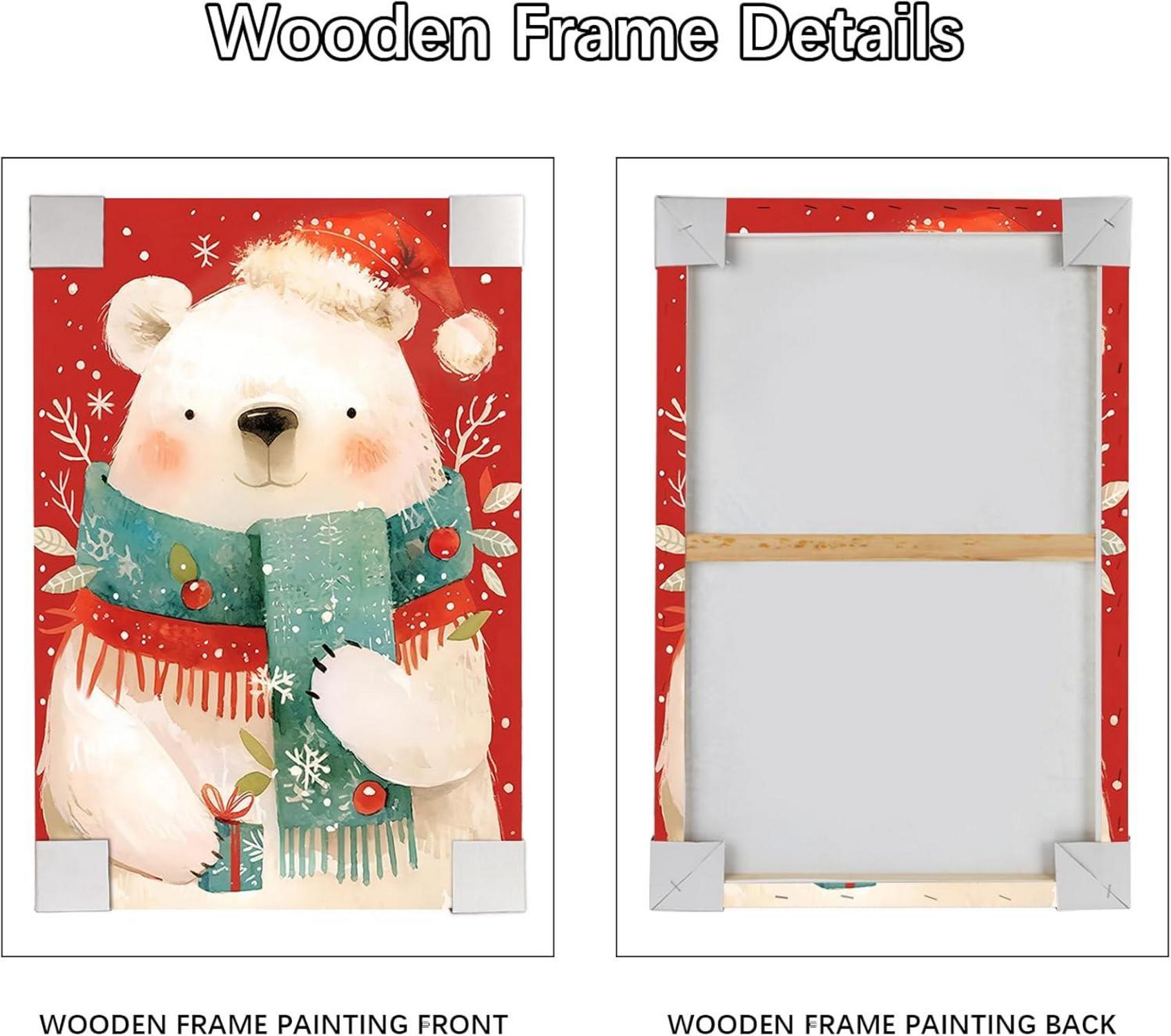 Weihnachten Leinwand Bilder Eisbär Schal 30x40cm Wohnzimmer Wanddekoration