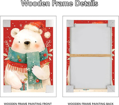 Weihnachten Leinwand Bilder Eisbär Schal 30x40cm Wohnzimmer Wanddekoration