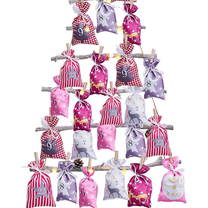 Adventskalender zum Befüllen Grau 24 Stoffbeutel 12x20cm