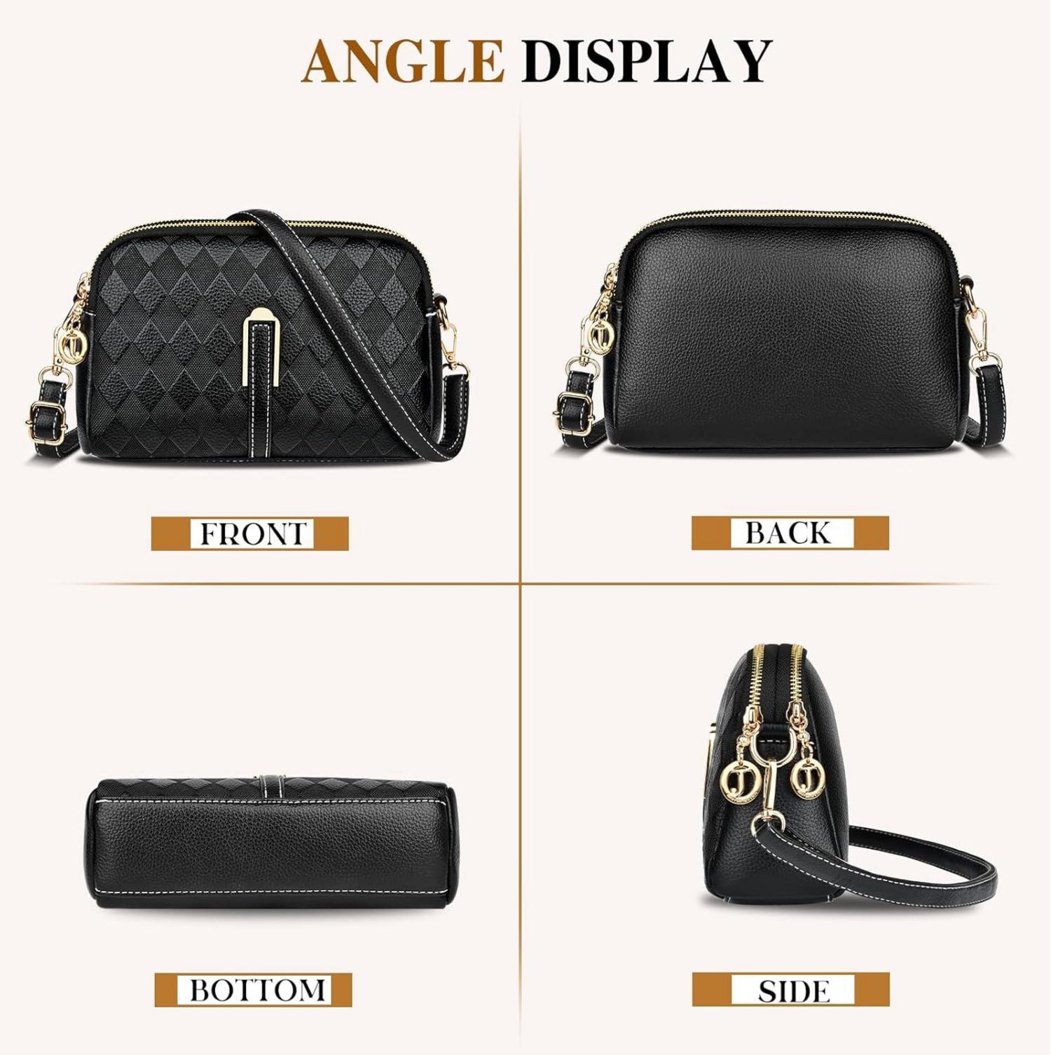 TEUEN Kleine Damen Umhängetasche Leder Crossbody