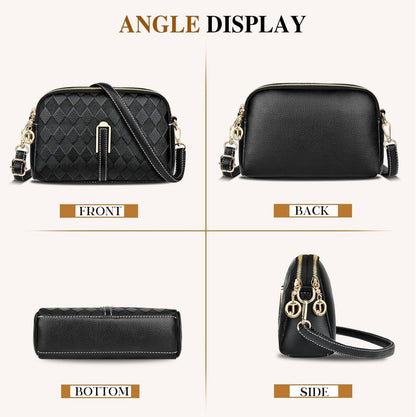 TEUEN Kleine Damen Umhängetasche Leder Crossbody