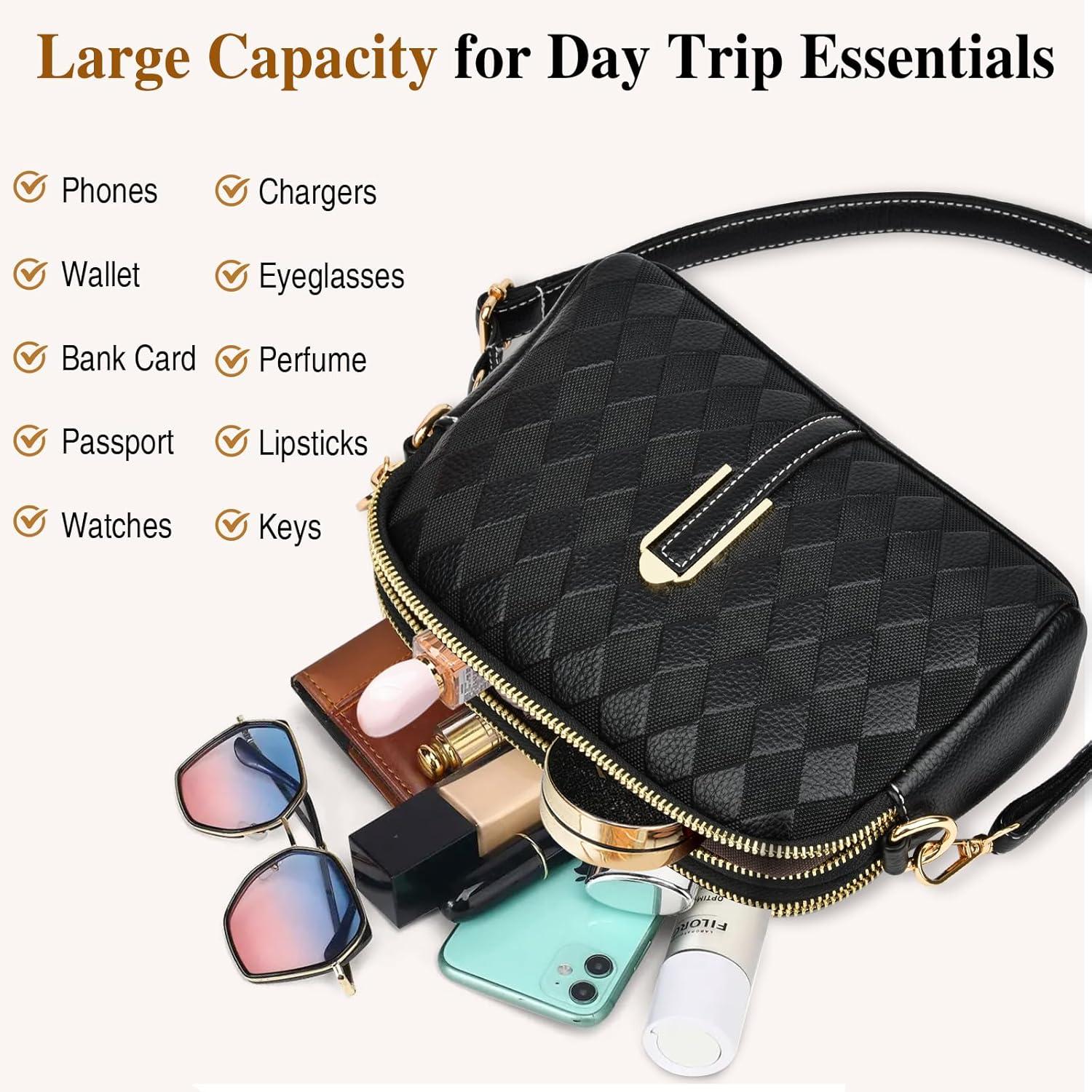 TEUEN Kleine Umhängetasche Damen Leder Crossbody Schultertasche Handtasche