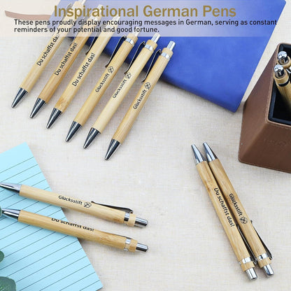 12 Holz Kugelschreiber mit Motivationssprüchen – Geschenkset