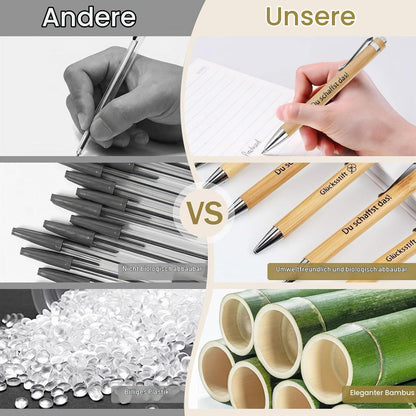 12 Holz Kugelschreiber mit Motivationssprüchen – Geschenkset