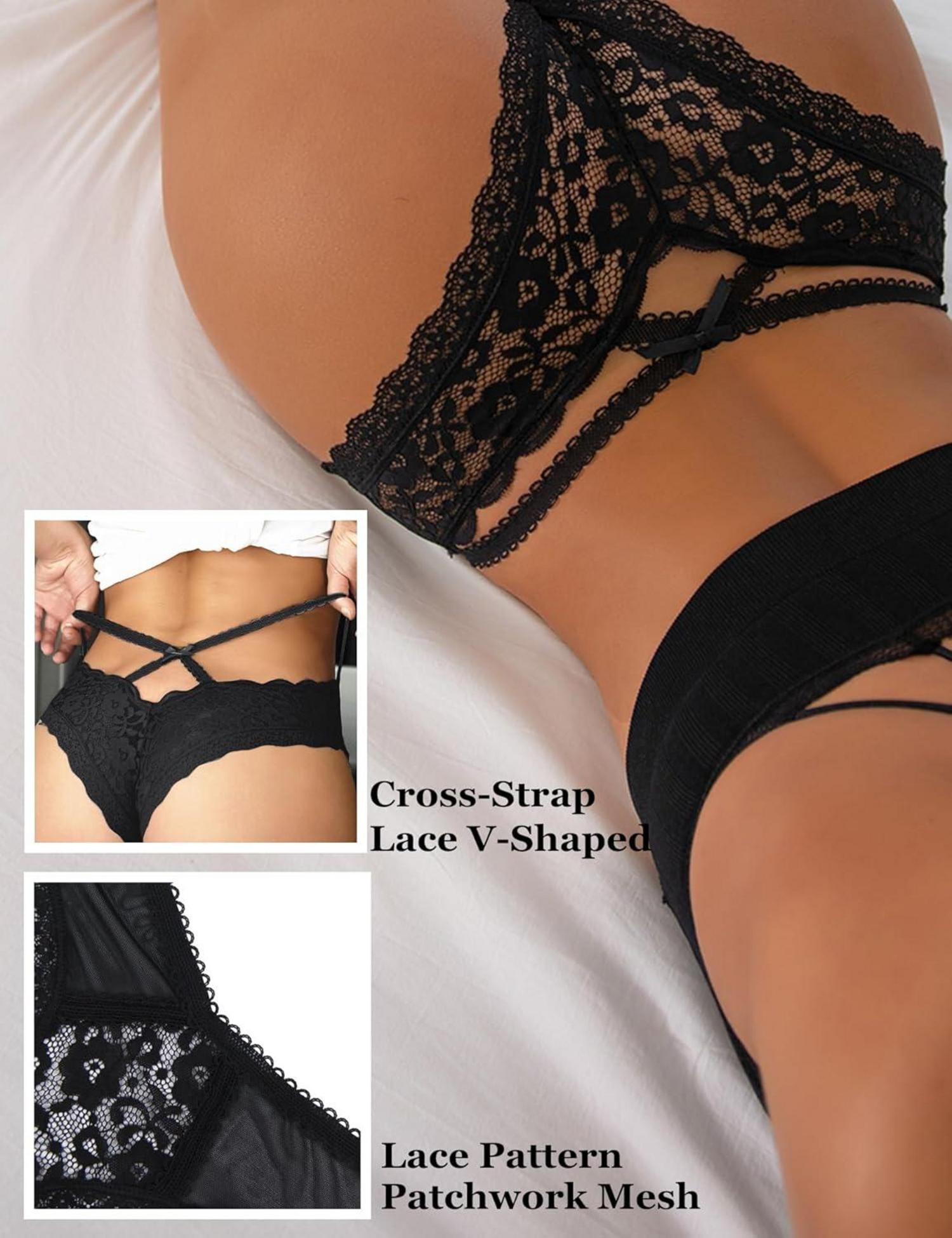 Sexy String Tanga Set Große Größen Spitze Schwarz Rot 4XL