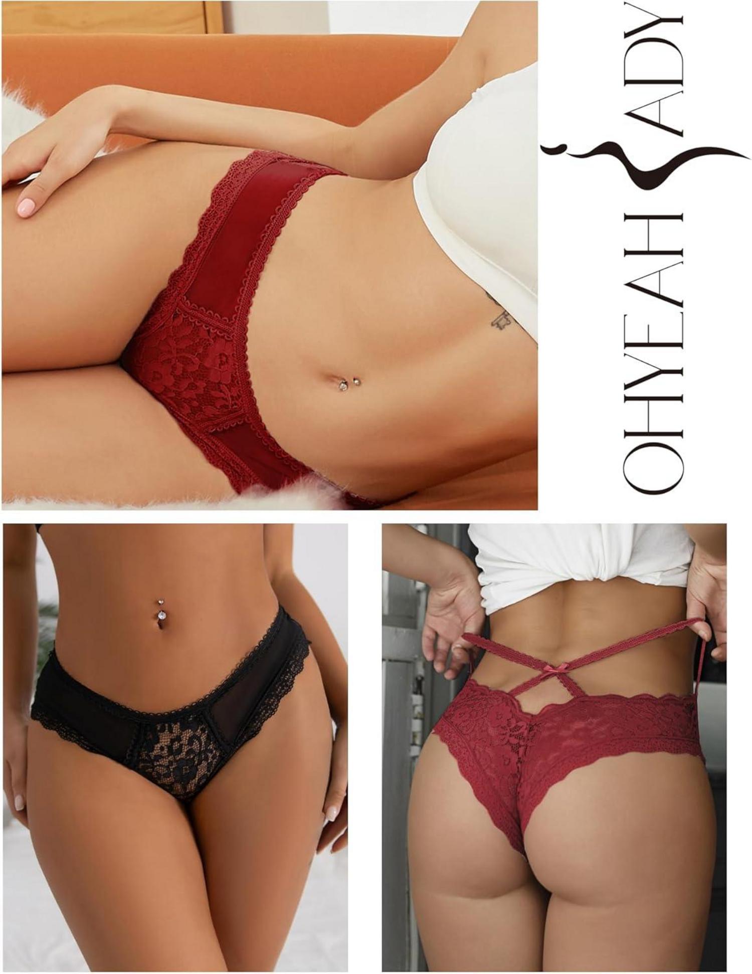 Sexy Spitzen String Tanga Set 2er Pack Schwarz+Rot