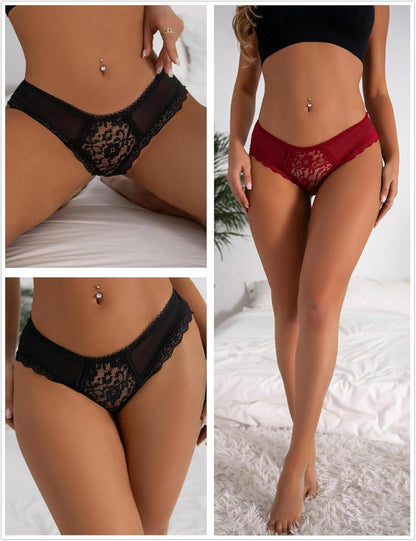 oheahlady Große Größen Sexy Unterwäsche 2er Pack 3XL-4XL Schwarz+rot