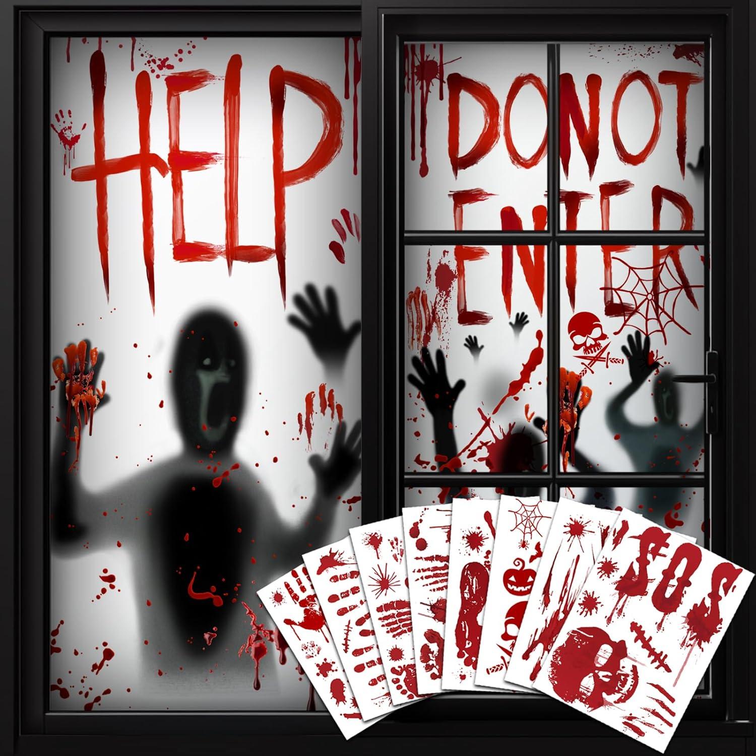 Halloween Fensterbilder Aufkleber Blutige Handabdrücke